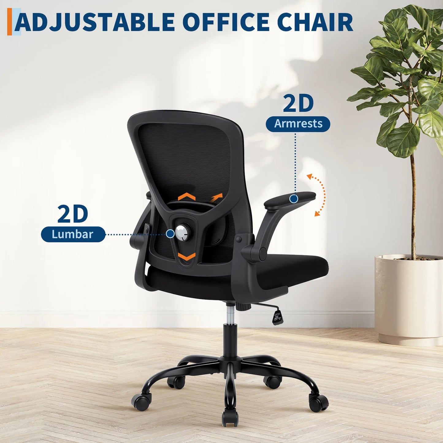 HiMISSE Ergonomic Mesh Office Chair With Adjustable Lumbar Support And High Back For Home Office