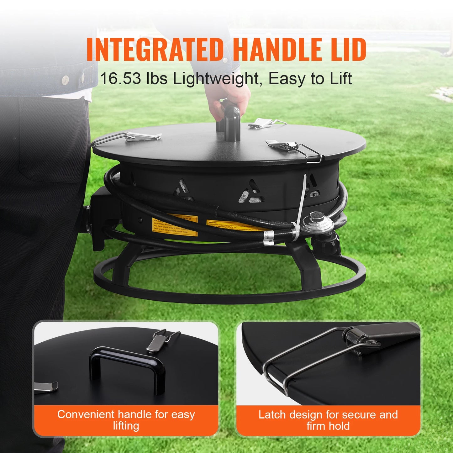 SucceBuy Propane Fire Pit 58,000 BTU Cover Lava Rocks