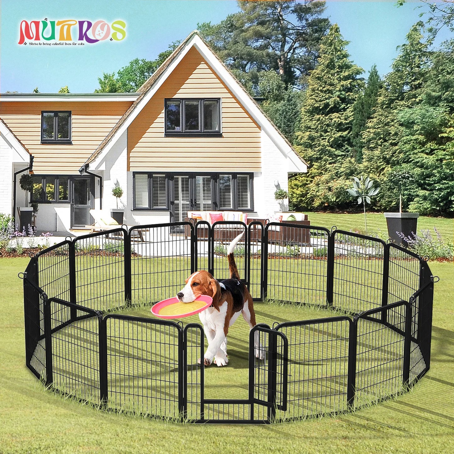 Dog Playpen With Door Foldable Heavy Duty Metal Fence For Indoor Outdoor Use Ideal For Dog Owners RV Camping