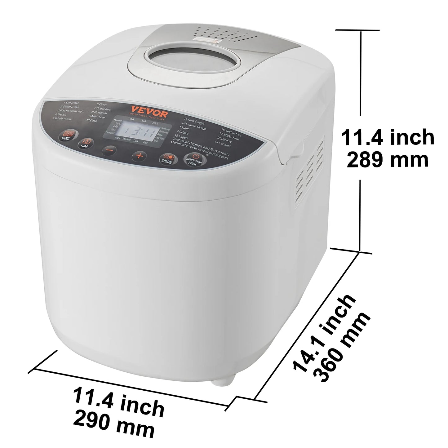 SucceBuy 3 Lb Bread Maker 15-In-1 Automatic Dough Machine With Nonstick Ceramic Pan Gluten Free Setting For Home Bakers