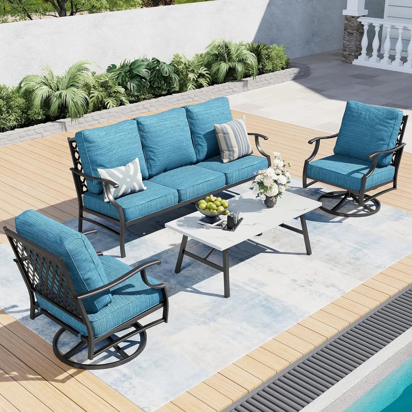 Patio Furniture Set Modern Outdoor Rattan Lounge With Coffee Table