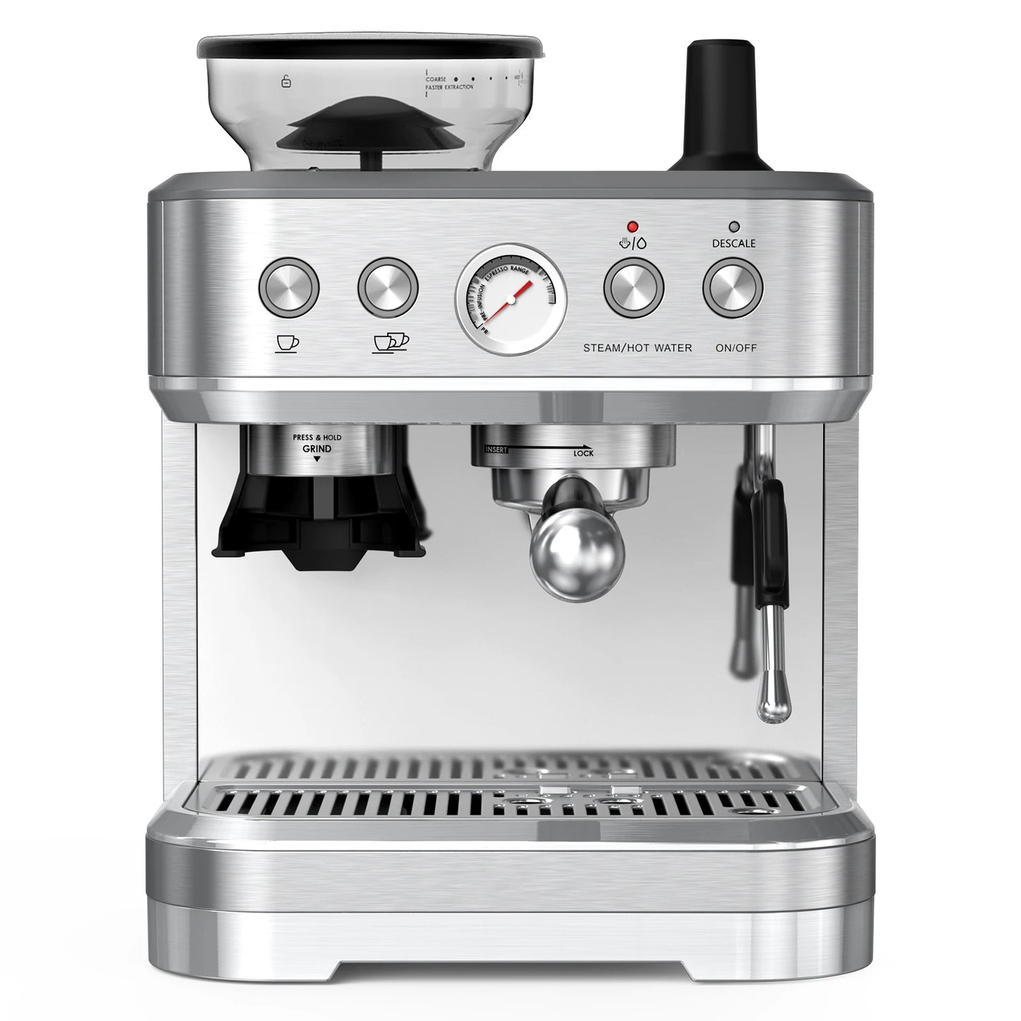 acekool Espresso Machine With Grinder 15 Bar Stainless Steel Milk Frother For Home Baristas Latte Cappuccino Maker