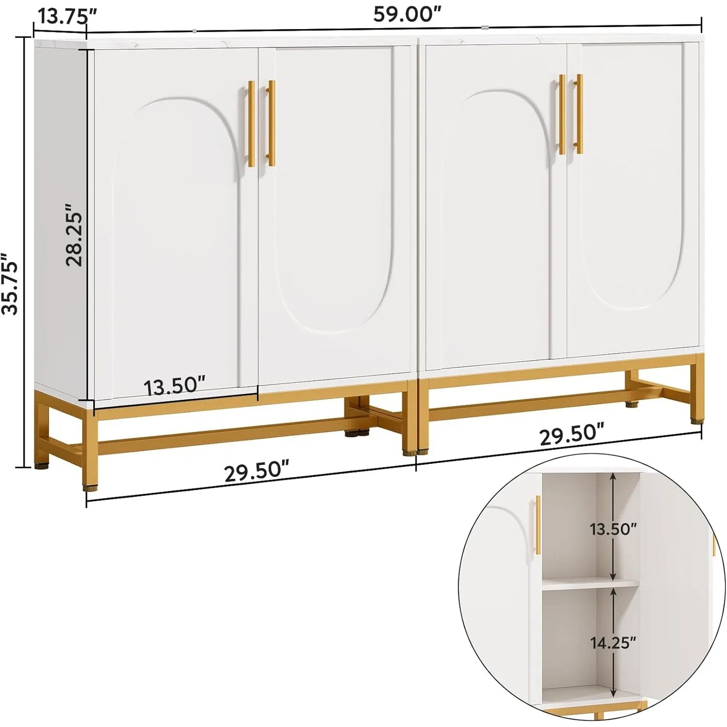 Little Tree Modern Sideboard Buffet With Adjustable Shelf And Doors