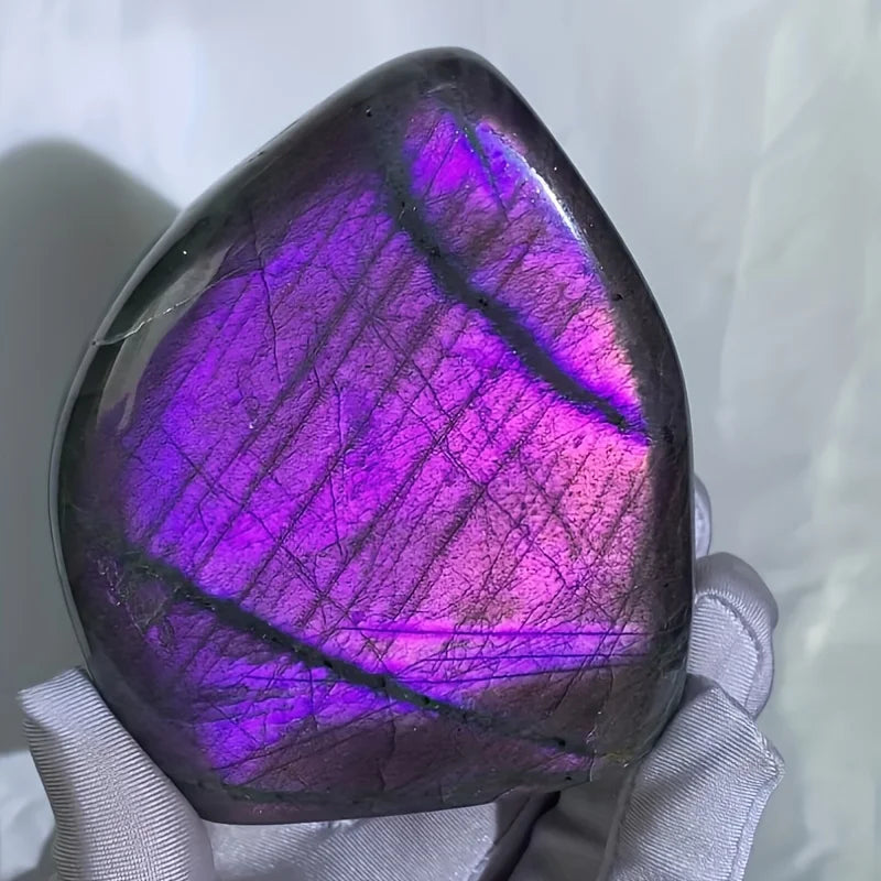 Purple Flash Labradorite Crystal Freeform Stone With Stand For Home Decor Enthusiasts Gift Christmas