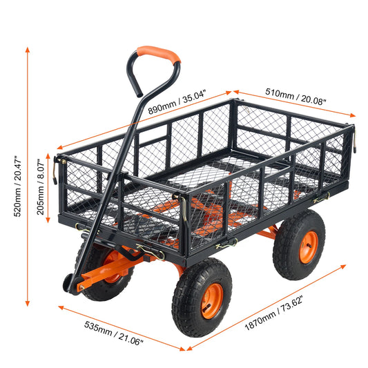 SucceBuy Garden Cart Sturdy Utility Wagon 400 To 880 Lbs