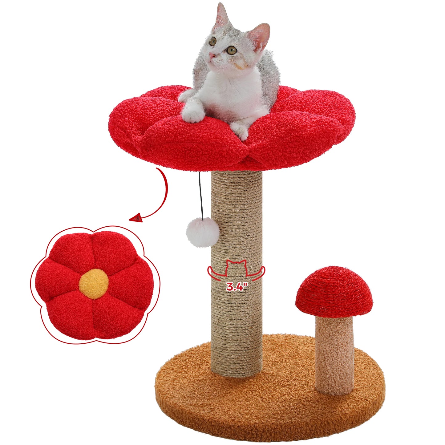 PAWZ Road Cat Scratching Post With Removable Flower Bed For Indoor Cats Dual Tier Wood Toy