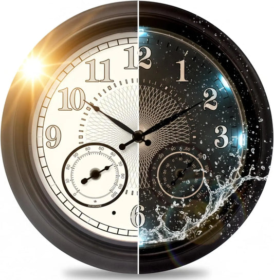18-Inch Outdoor Clock With Temperature And Humidity Display