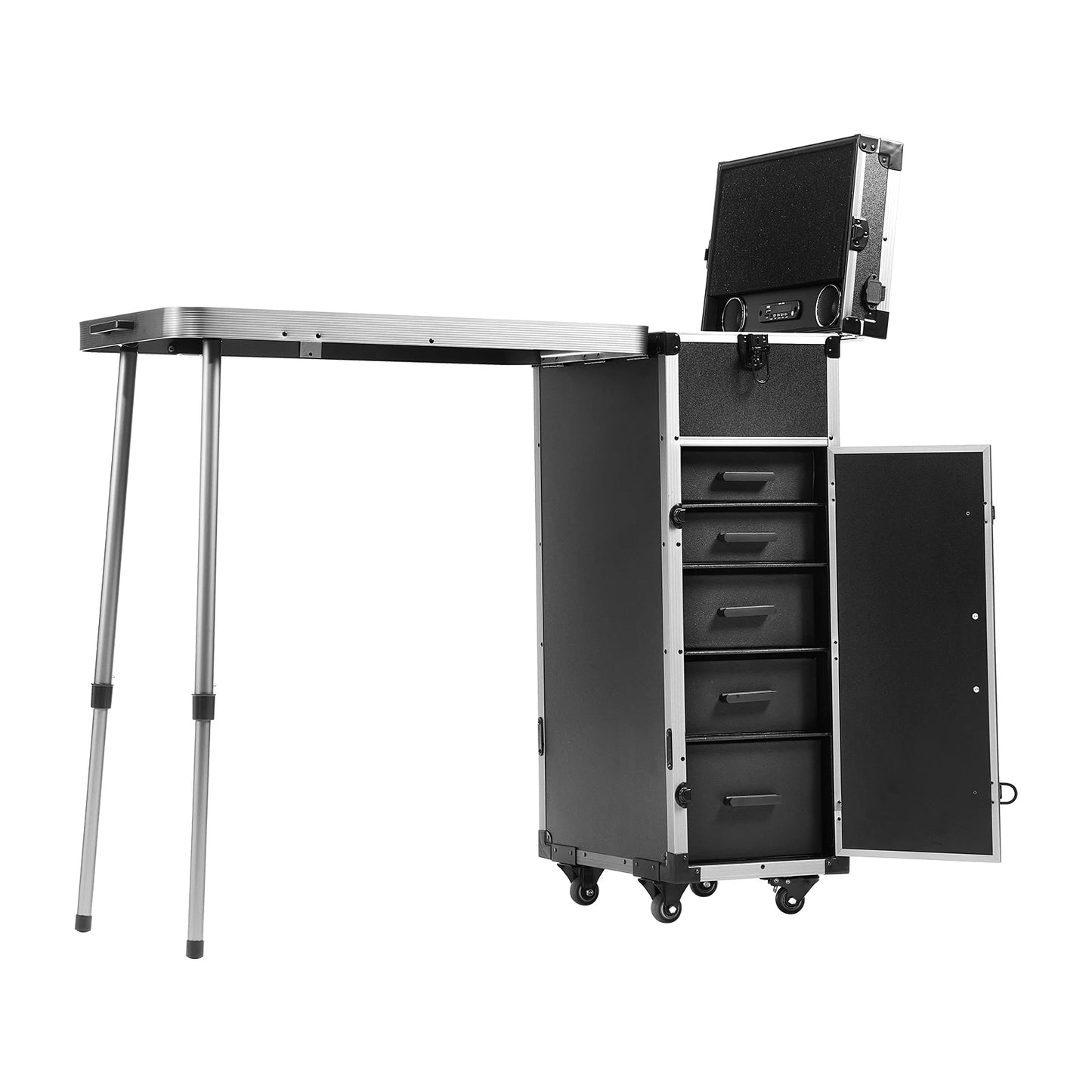 SucceBuy Professional Makeup Train Case With Aluminum Frame And Legs