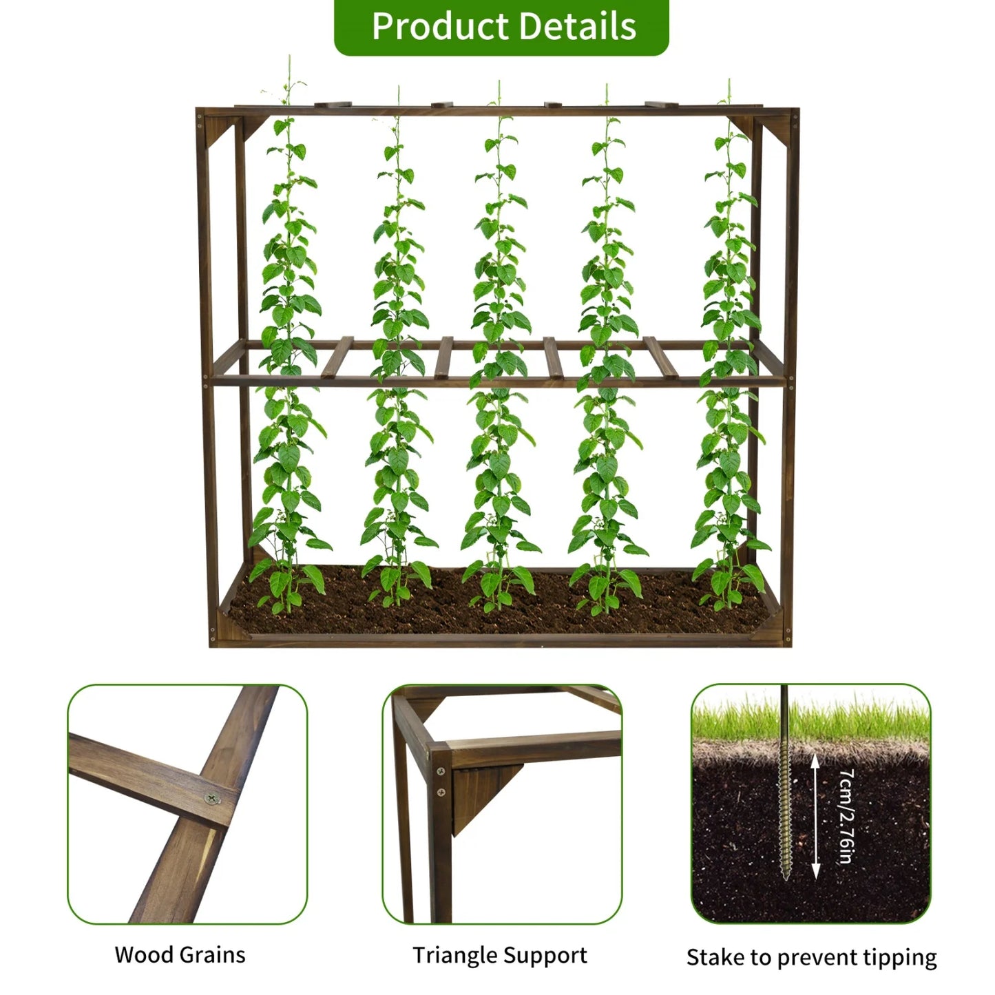 Wooden Garden Tomato Cranberry Support Trellis With 5 Slots Cage