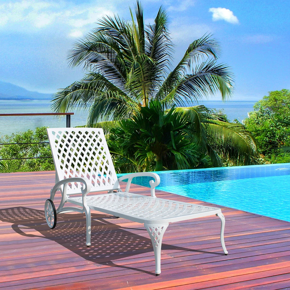 TWISTER.CK Cast Aluminum Lounge Chair Adjustable Reclining Backrest And Wheels