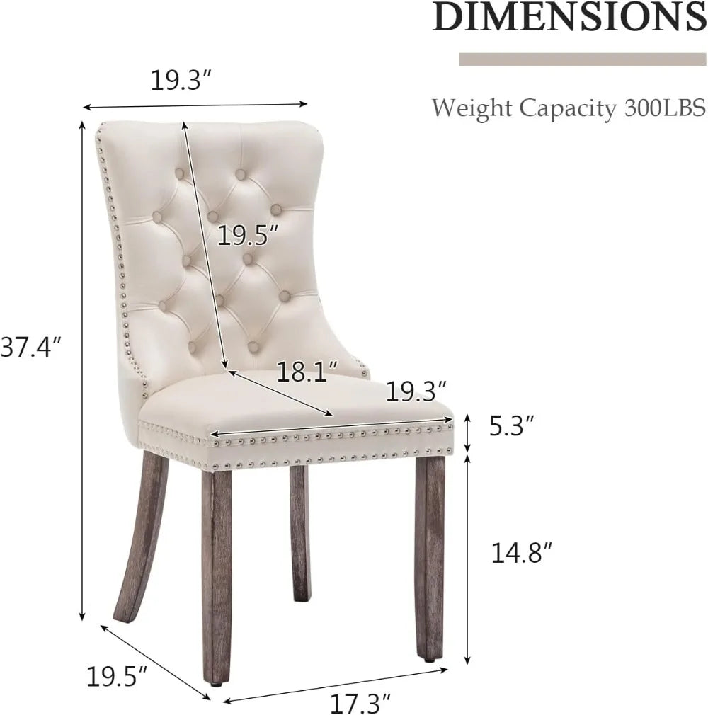 Velvet Dining Chairs Set of 6 With Nailhead Trim Tufted Wing Back