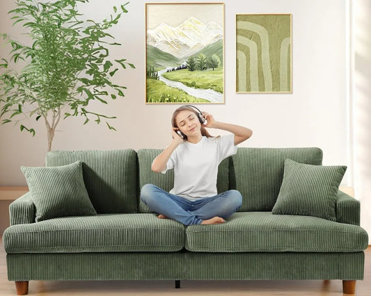 Corduroy Sofa No Tool Assembly For Living Room Comfort