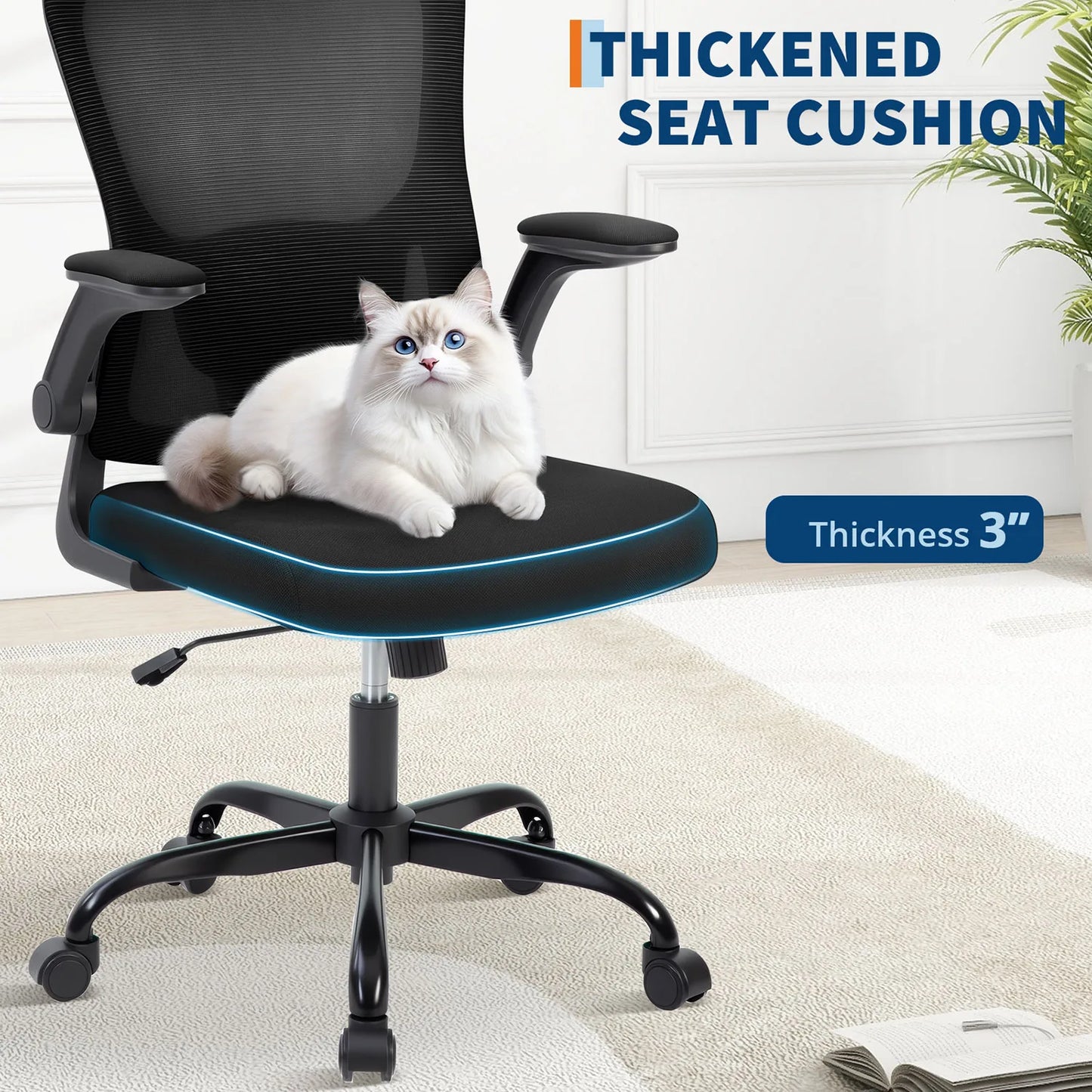 HiMISSE Ergonomic Mesh Office Chair With Adjustable Lumbar Support And High Back For Home Office