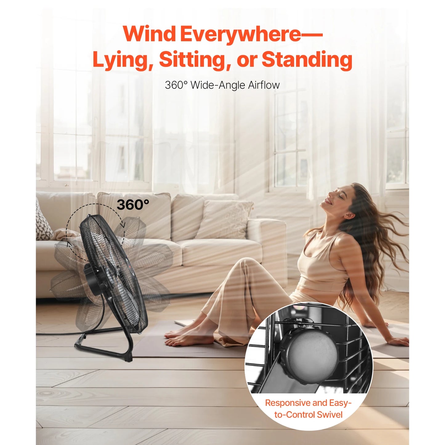 VEVOR Industrial Floor Fan 4800 CFM Heavy Duty High Velocity 3 Speed 360 Tilt For Gym Home Shop