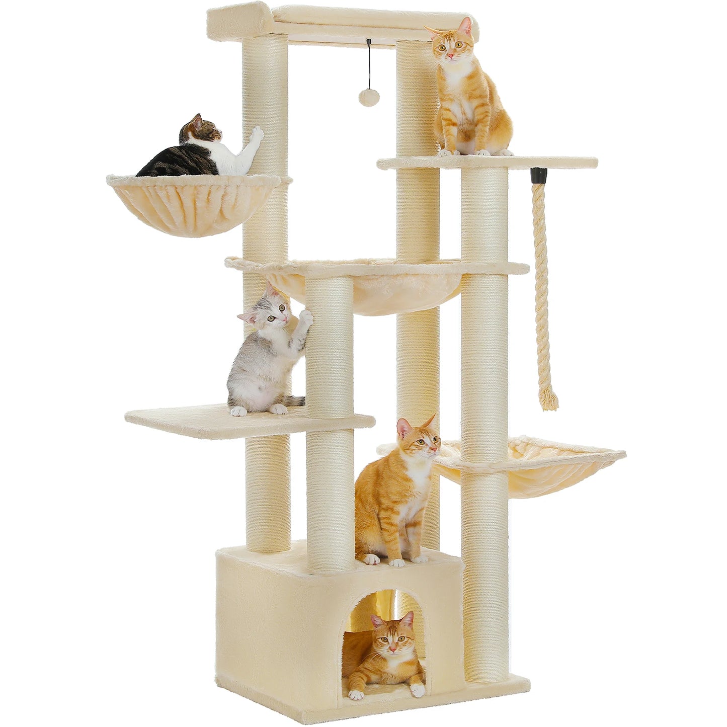 PAWZ Road Premium Large Cat Tree For Big Cats 170cm Tall Multi Level Cat House With Hammock And 11 Sisal Posts