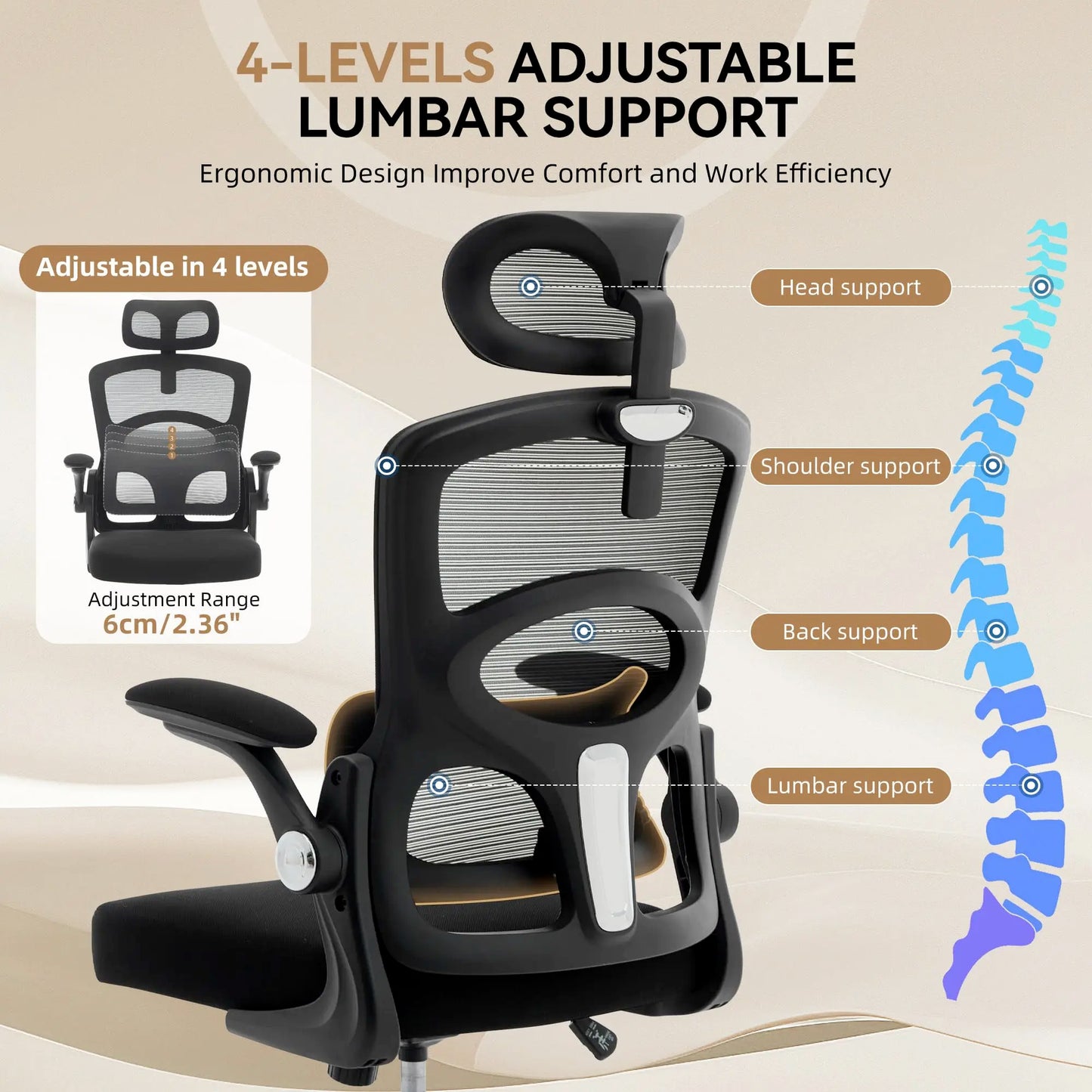 HiMISSE Ergonomic High Back Mesh Chair With Adjustable Headrest