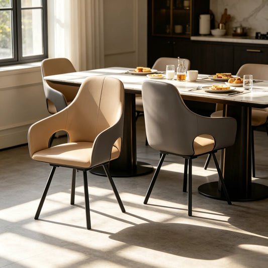 Swivel Dining Chair Set Of 2 Microfiber Leather Armchairs
