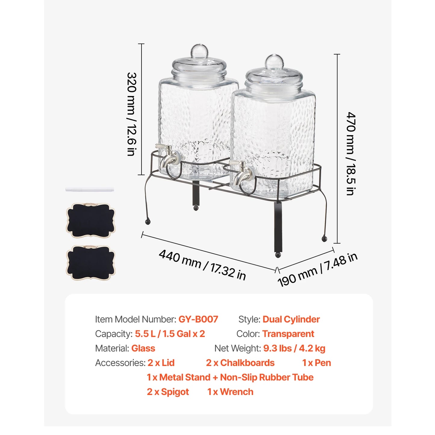 SucceBuy Glass Beverage Dispenser With Wood Stand Two Pack 8L Twin Set For Parties And Entertaining