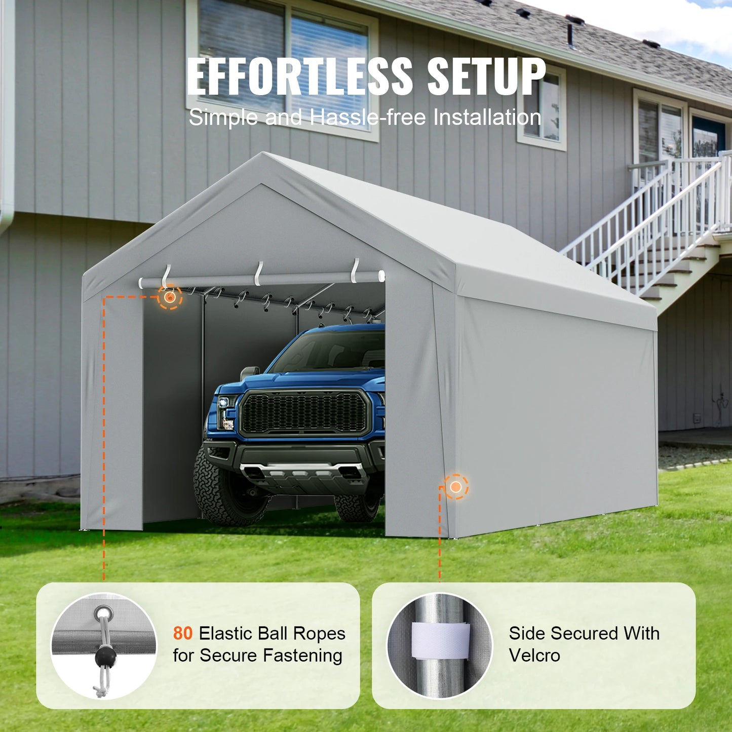 SucceBuy Carport Replacement Canopy Cover For Garage Shelter