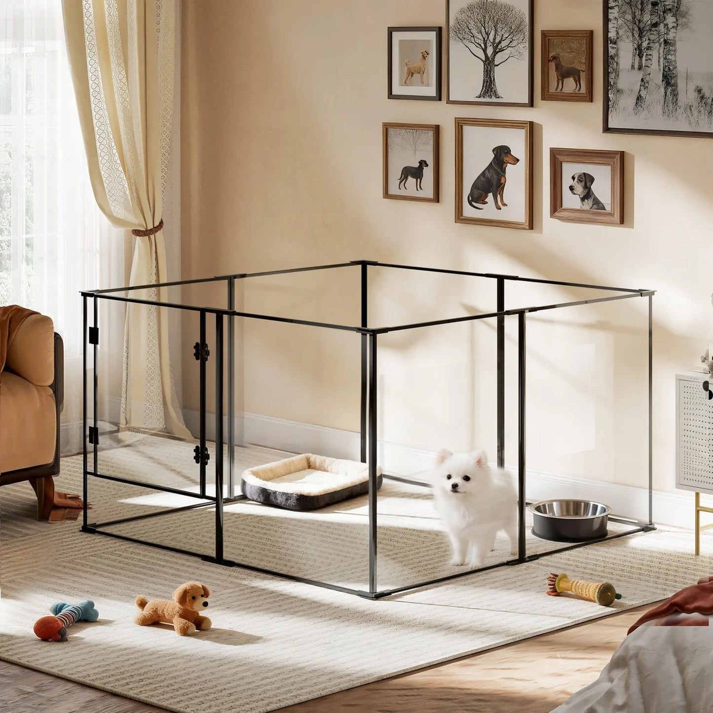 BINGOPAW Clear Acrylic 8 Panel Dog Playpen For Small Animals