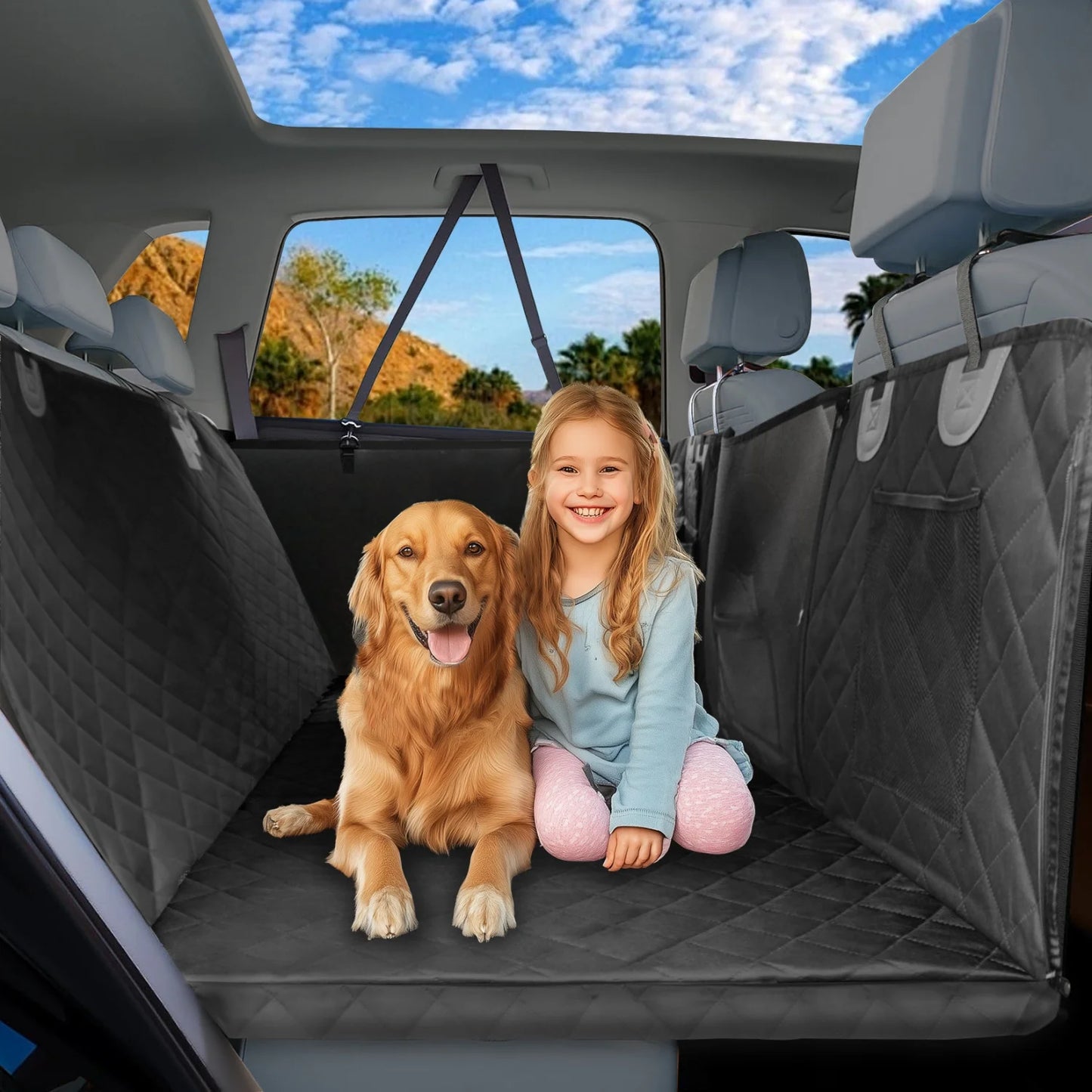Bingopaw Dog Car Seat Cover Back Seat Extender Pockets Waterproof