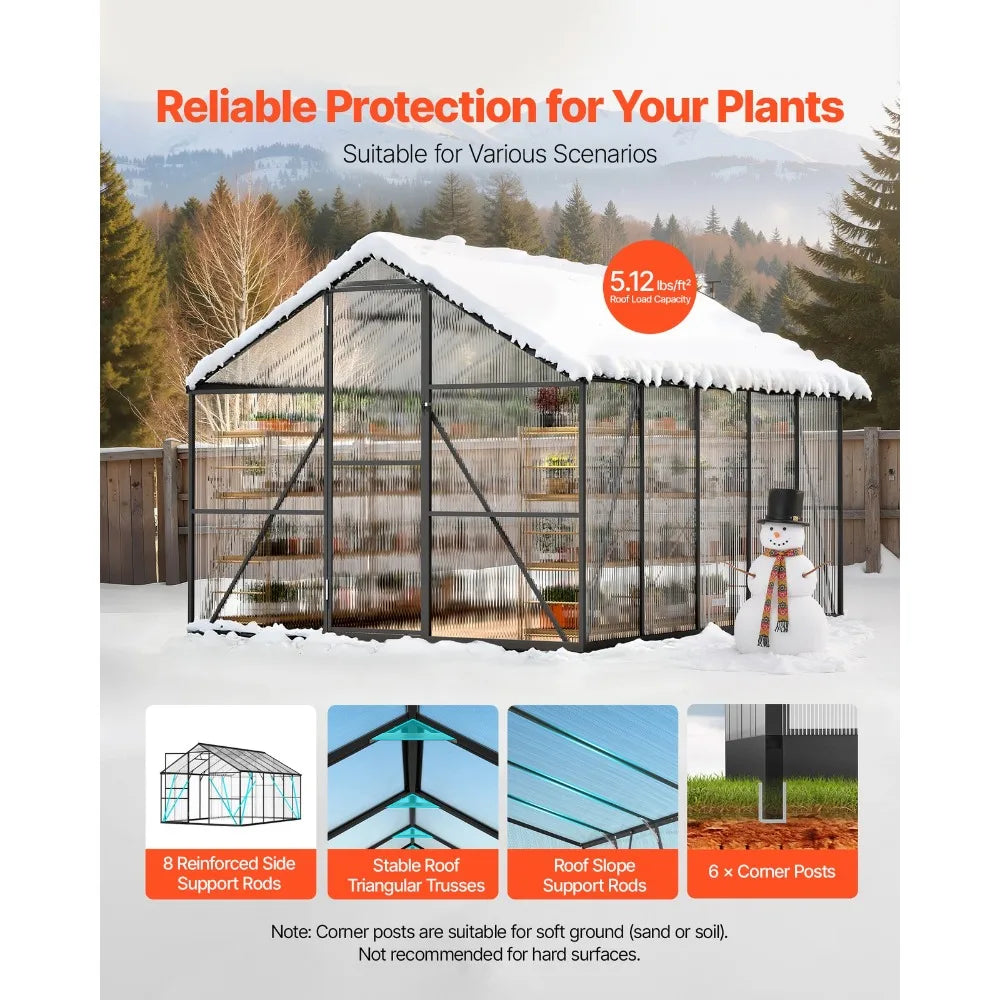 Polycarbonate Outdoor Greenhouse With Durable Aluminum Frame