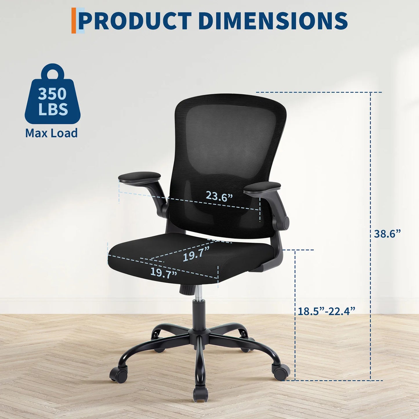 HiMISSE Ergonomic Mesh Office Chair With Adjustable Lumbar Support And High Back For Home Office