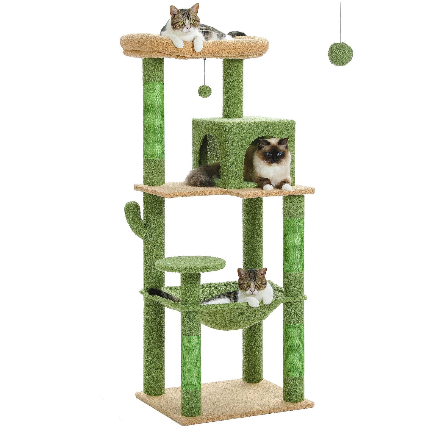 PAWZ Road Pink Multi Level Cat Tree For Indoor Cats With Large Hammock Sisal Scratching Posts Cozy Condo And Top Perch