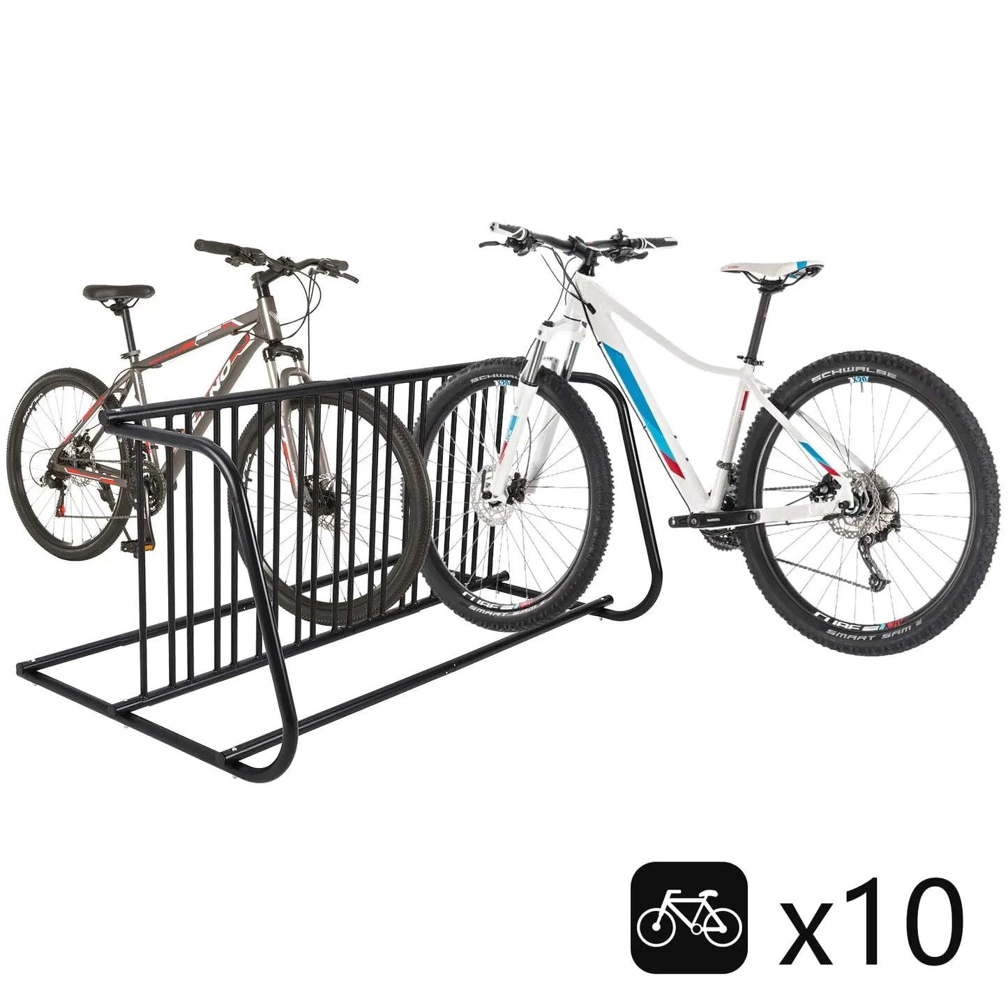 HiMISSC 10 Bikes Heavy Duty Double Sided Floor Bike Rack for Garage School Campus Parking