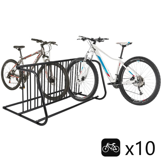 HiMISSC 10 Bikes Heavy Duty Double Sided Floor Bike Rack for Garage School Campus Parking