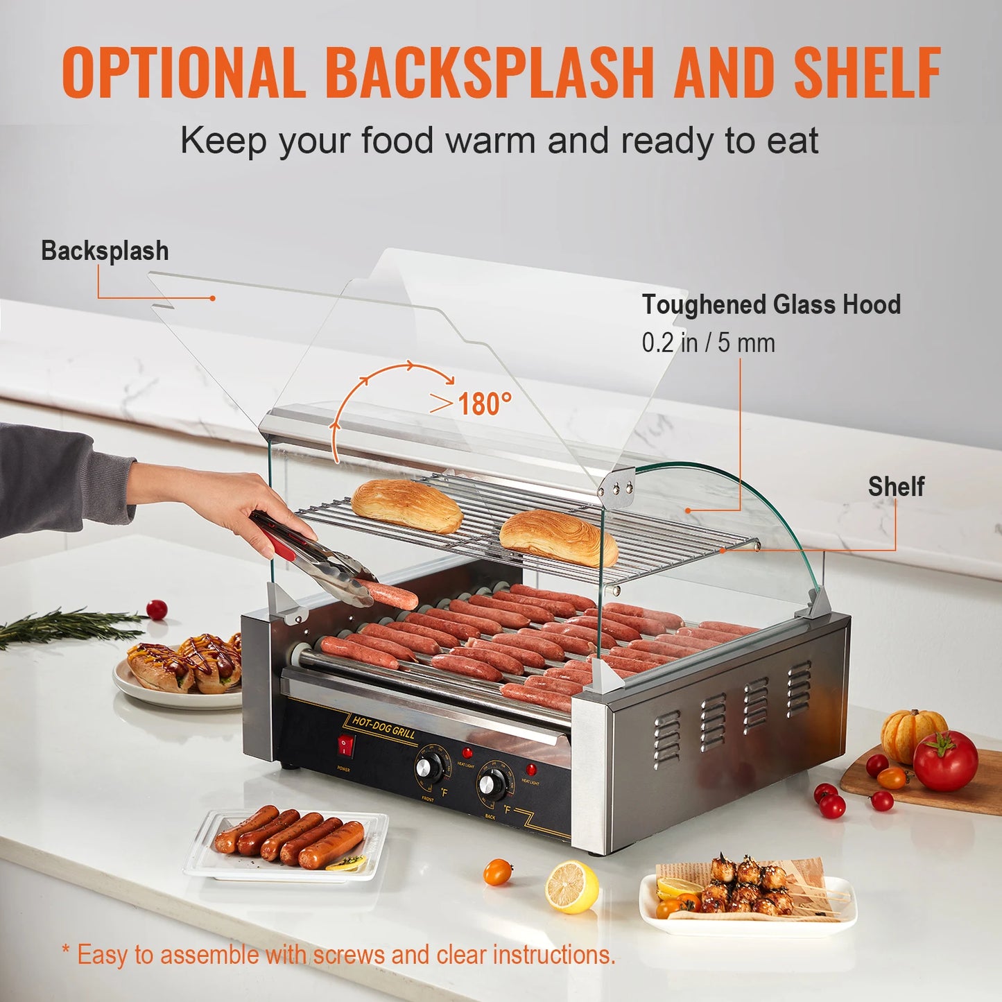 SucceBuy Commercial Hot Dog Roller Durable Electric Sausage Maker For Camping Parties Home Use 110V Steel