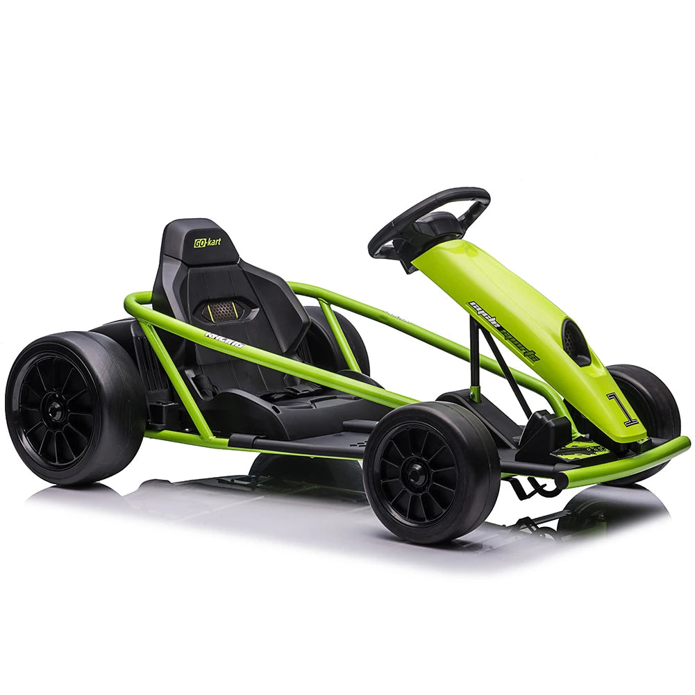 Electric Go Kart For Kids Ages 8 To 12 With Dual 300W Motors 8 MPH High Speed Ride On Racing Toy With Music Outdoor Fun Gift