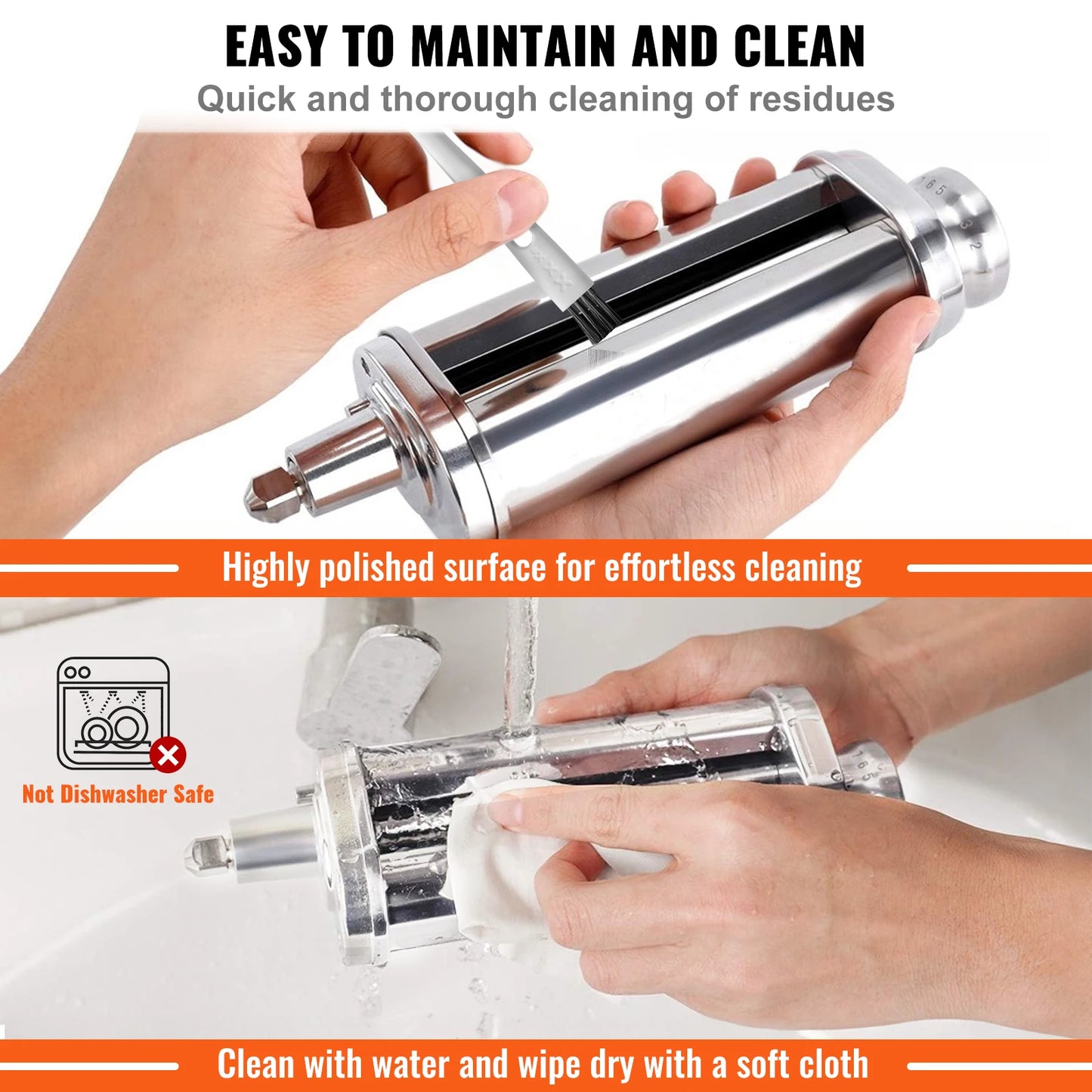 SucceBuy Pasta Attachment For KitchenAid Stand Mixer Stainless Steel Sheet Roller 8 Thickness Levels For Home Cooks