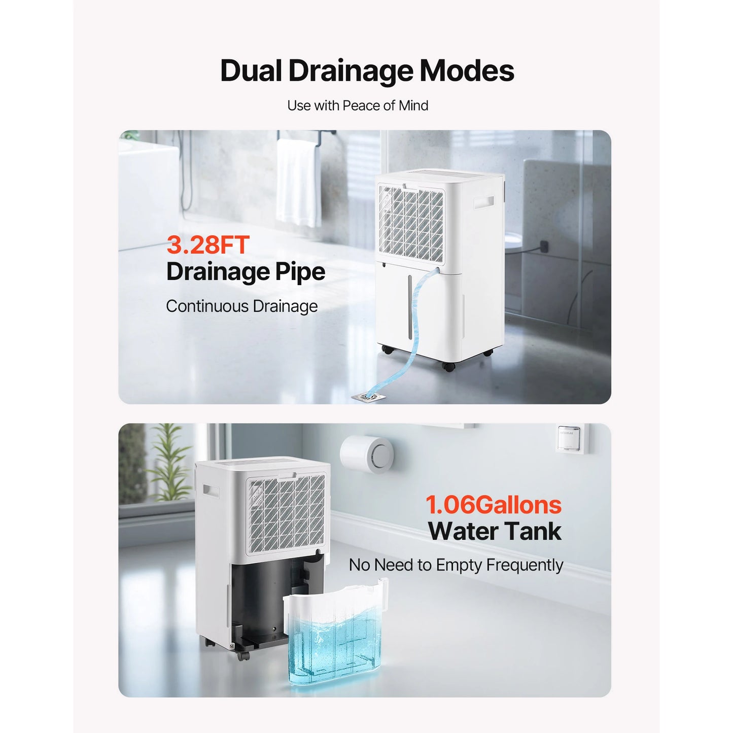 SucceBuy 52 Pint Dehumidifier For Home And Basement With Drain Hose Smart Humidity Control Low Noise