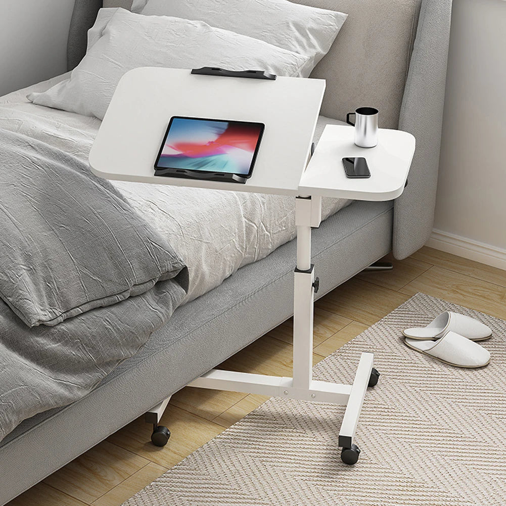 HiMISS Movable Overbed Table With Wheels Adjustable Height