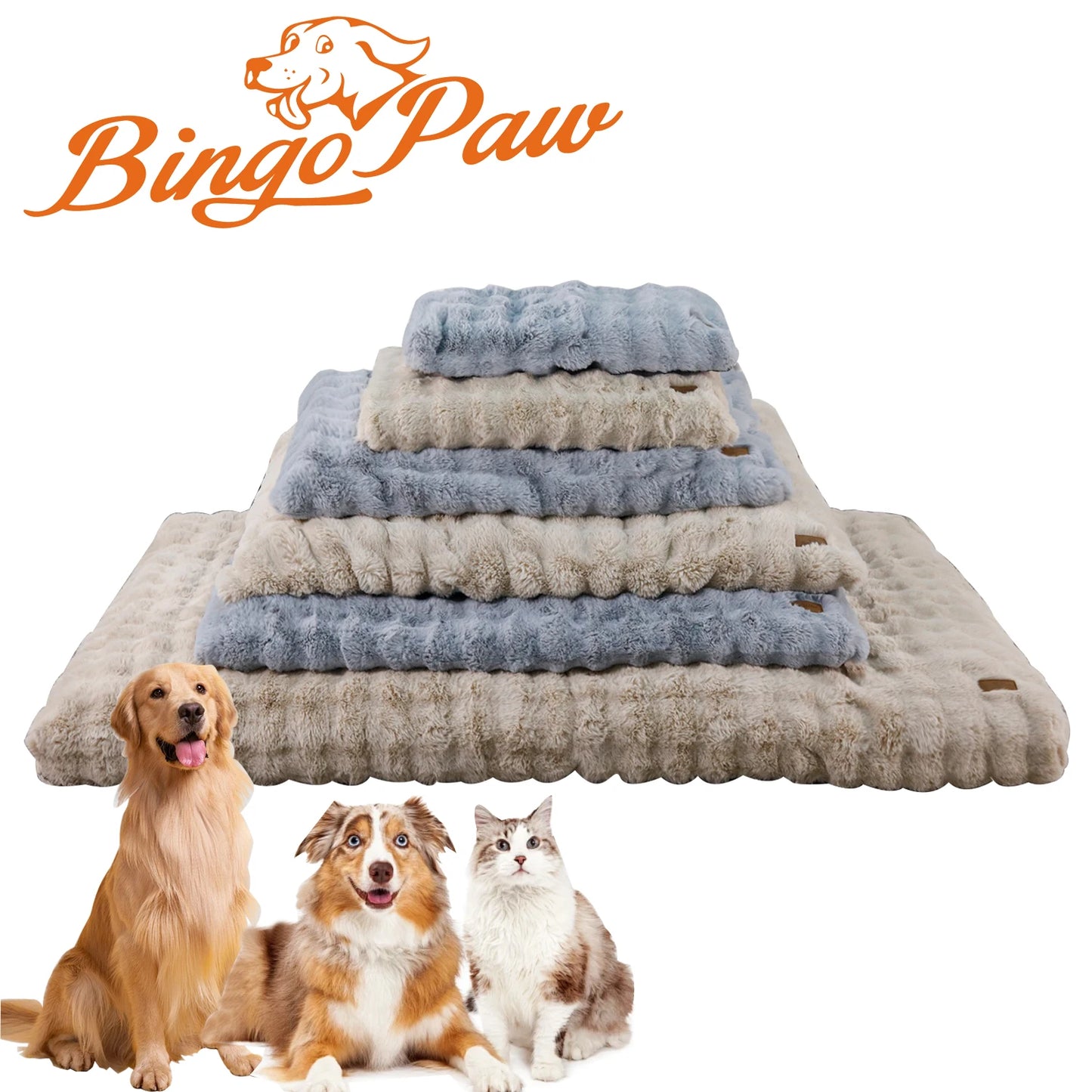 BINGOPAW Ultra-Soft Plush Dog Bed With Thick Foam Base Removable Cover