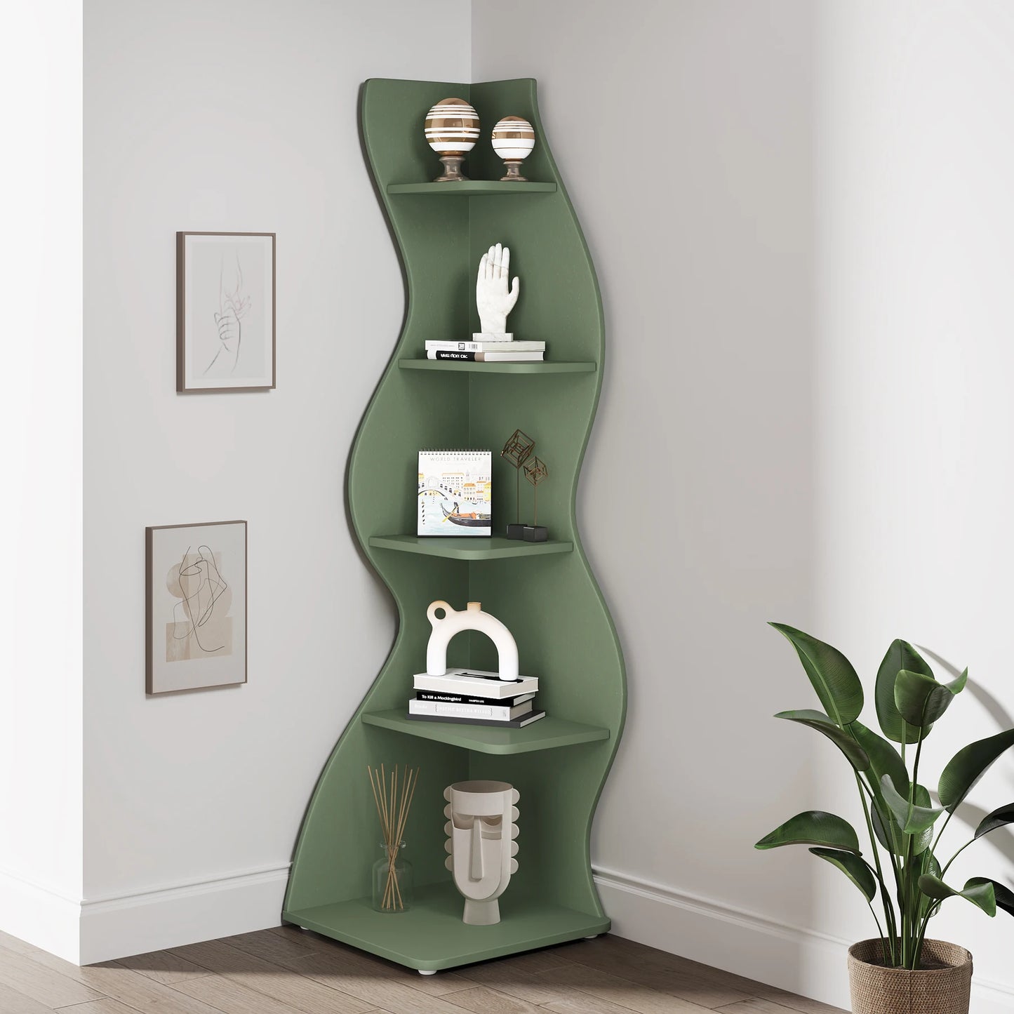 Little Tree Corner Shelf Modern Wall Bookshelf Plant Stand