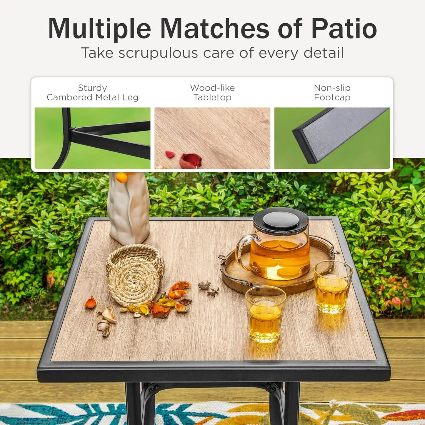 Patio Bar Table Outdoor Bar Height Table With Wooden Top