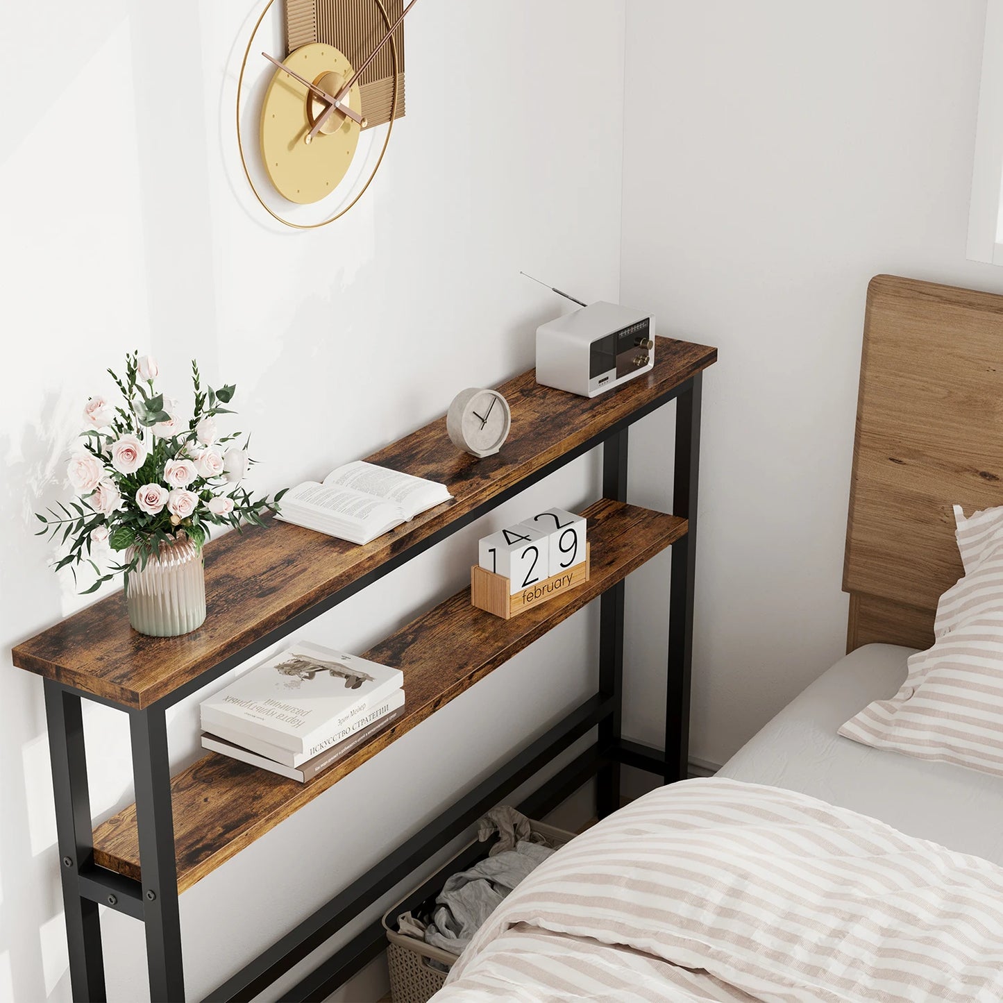 HiMISS Space Saving Slim 2 Tier Console Table With Adjustable Shelf For Living Room And Entryway