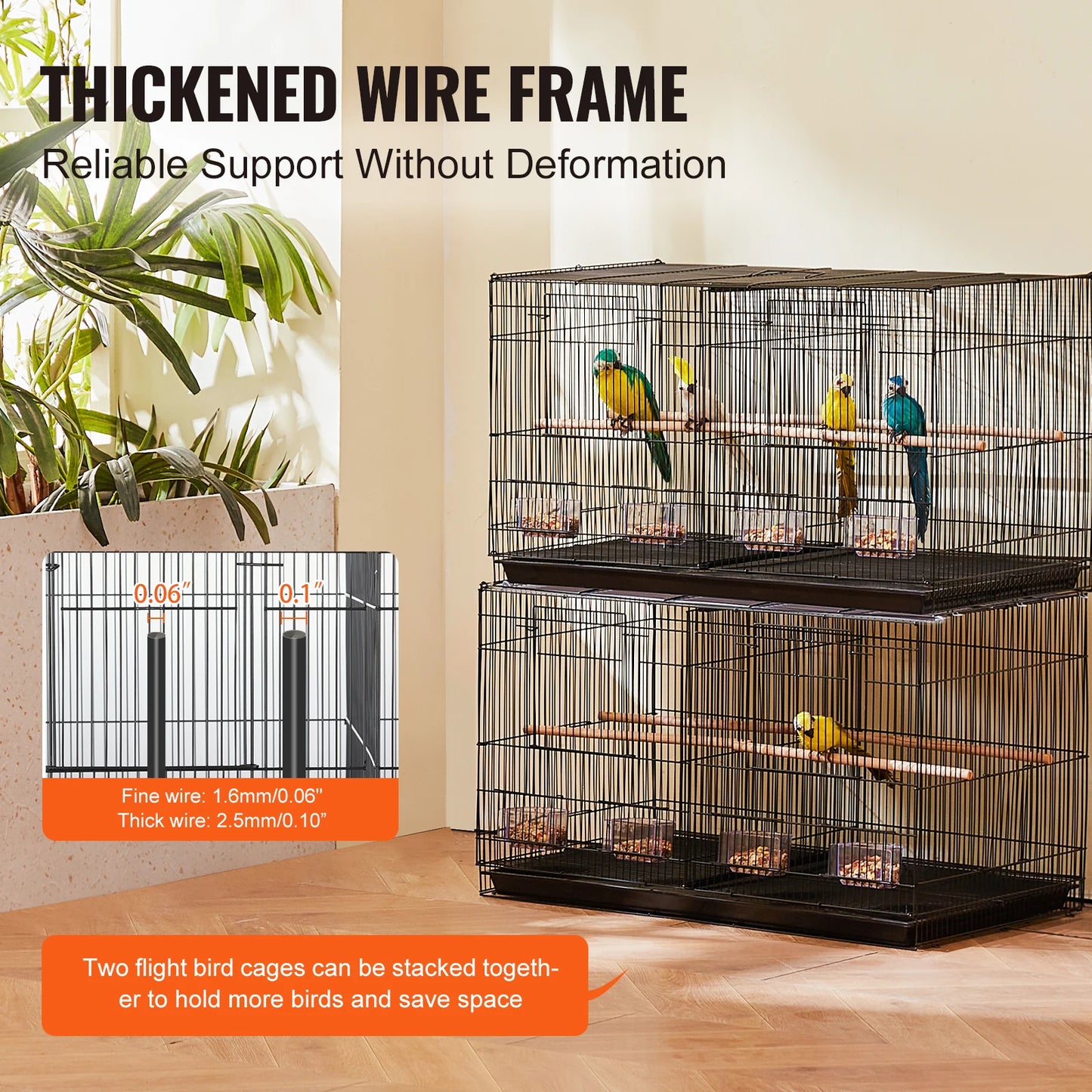 SucceBuy Flight Bird Cage With Divider And Handle Travel Cage