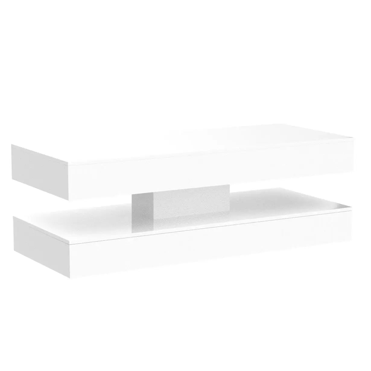Glossy LED Coffee Table With 2 Drawers Modern Living Room