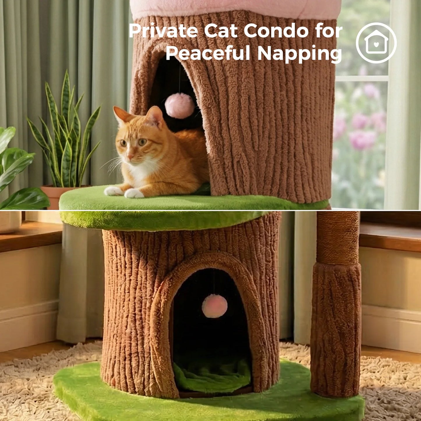 PAWZ Road Tall Cat Tree Tower With 4 Condos And Thick Scratching Post For Indoor Luxury Cats