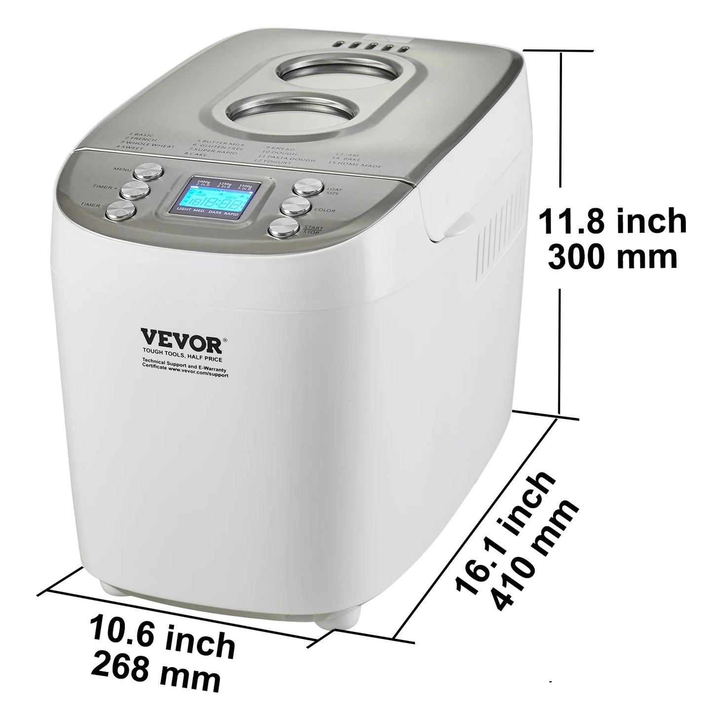 SucceBuy 3 Lb Bread Maker 15-In-1 Automatic Dough Machine With Nonstick Ceramic Pan Gluten Free Setting For Home Bakers