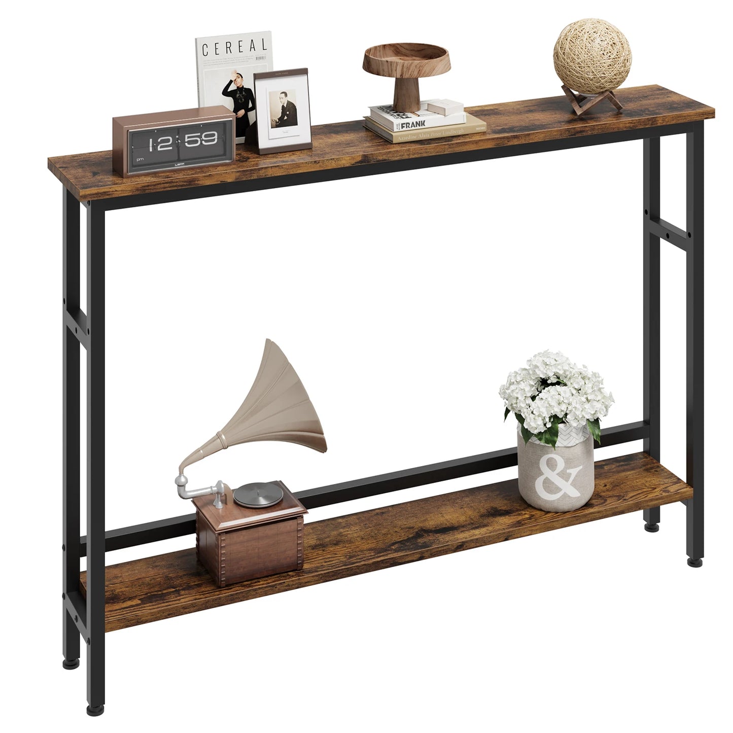 HiMISS Space Saving Slim 2 Tier Console Table With Adjustable Shelf For Living Room And Entryway