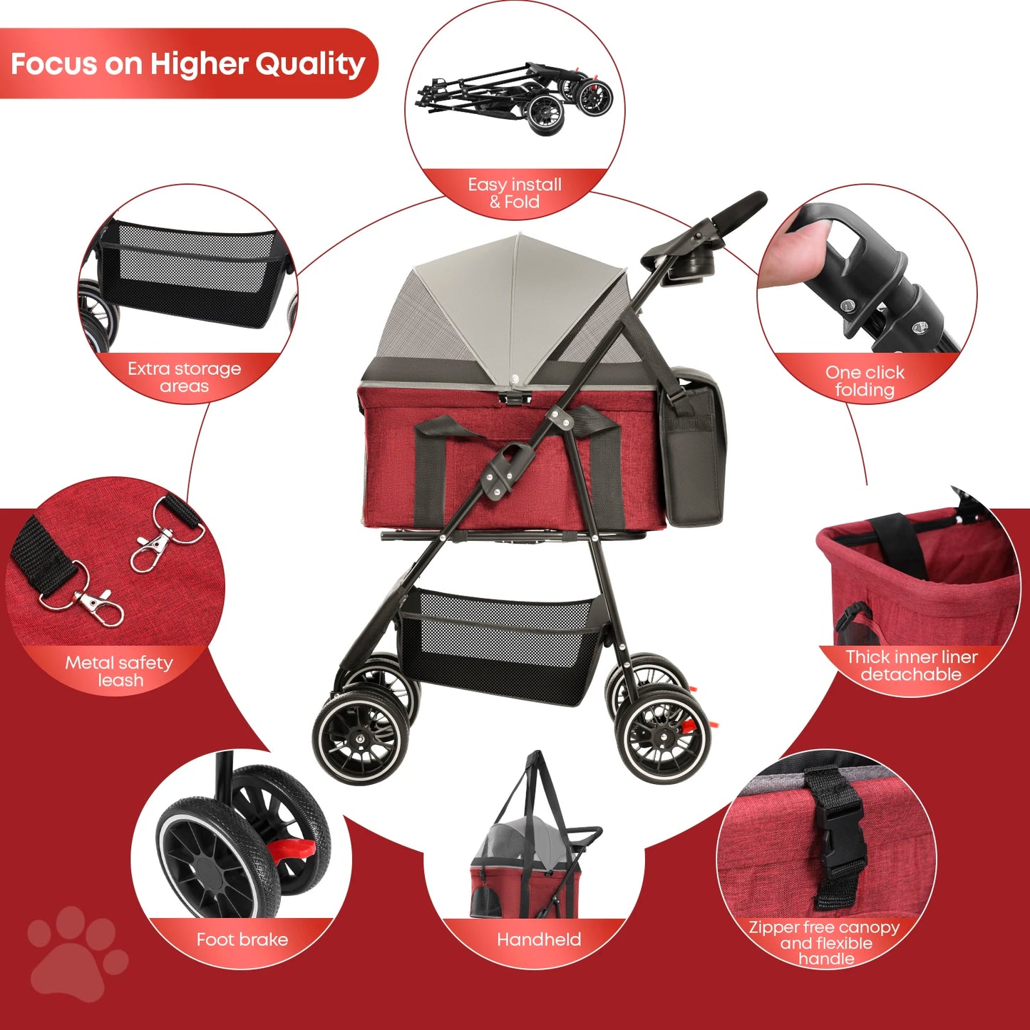 CHIHUAHUA Lightweight Foldable Pet Stroller For Small Dogs