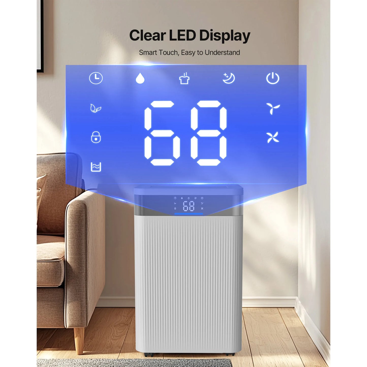 SucceBuy 52 Pint Dehumidifier For Home And Basement With Drain Hose Smart Humidity Control Low Noise