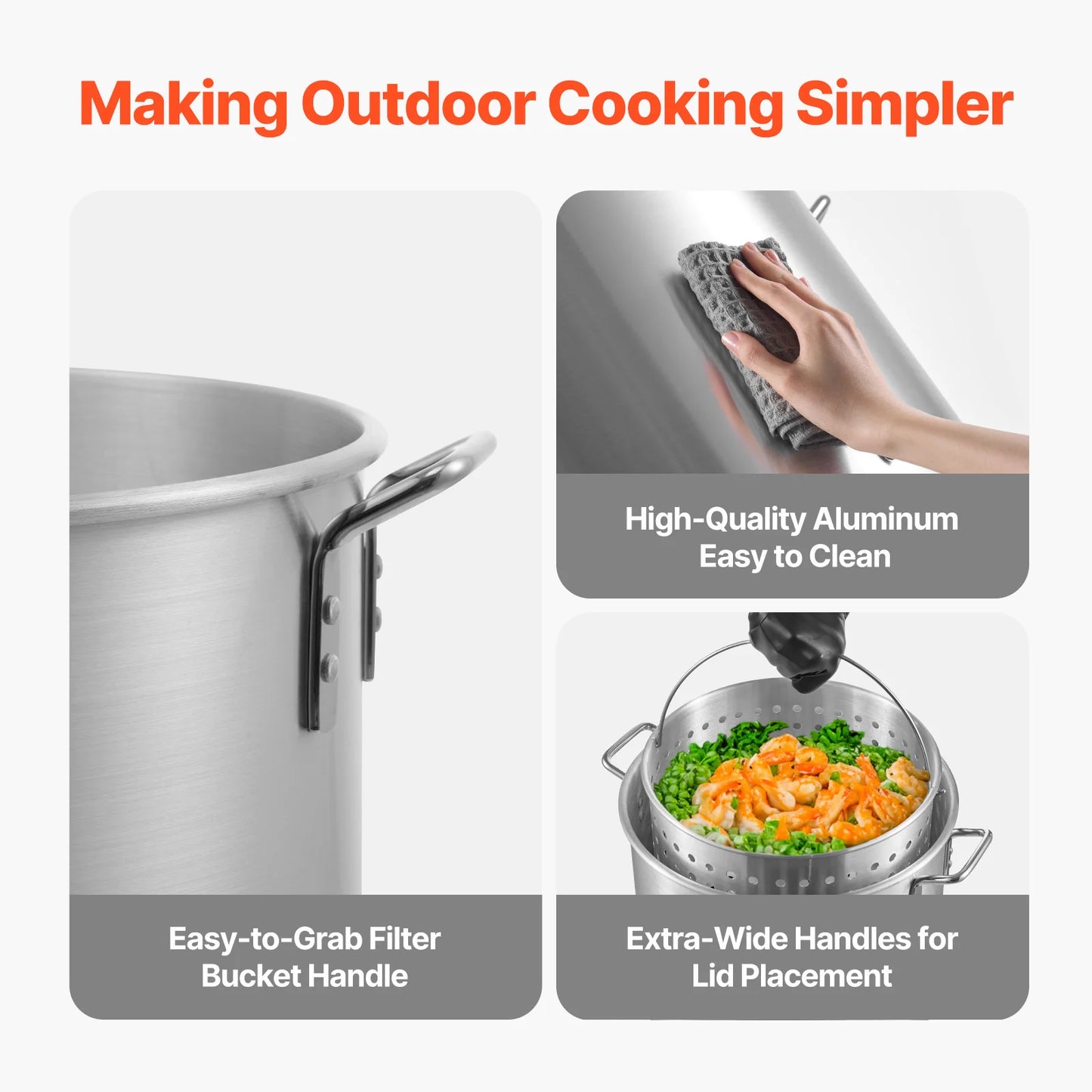 SucceBuy 60 80 100 Qt Premium Seafood Boiling Kit With Strainer And Steamer Rack For Home Cooks