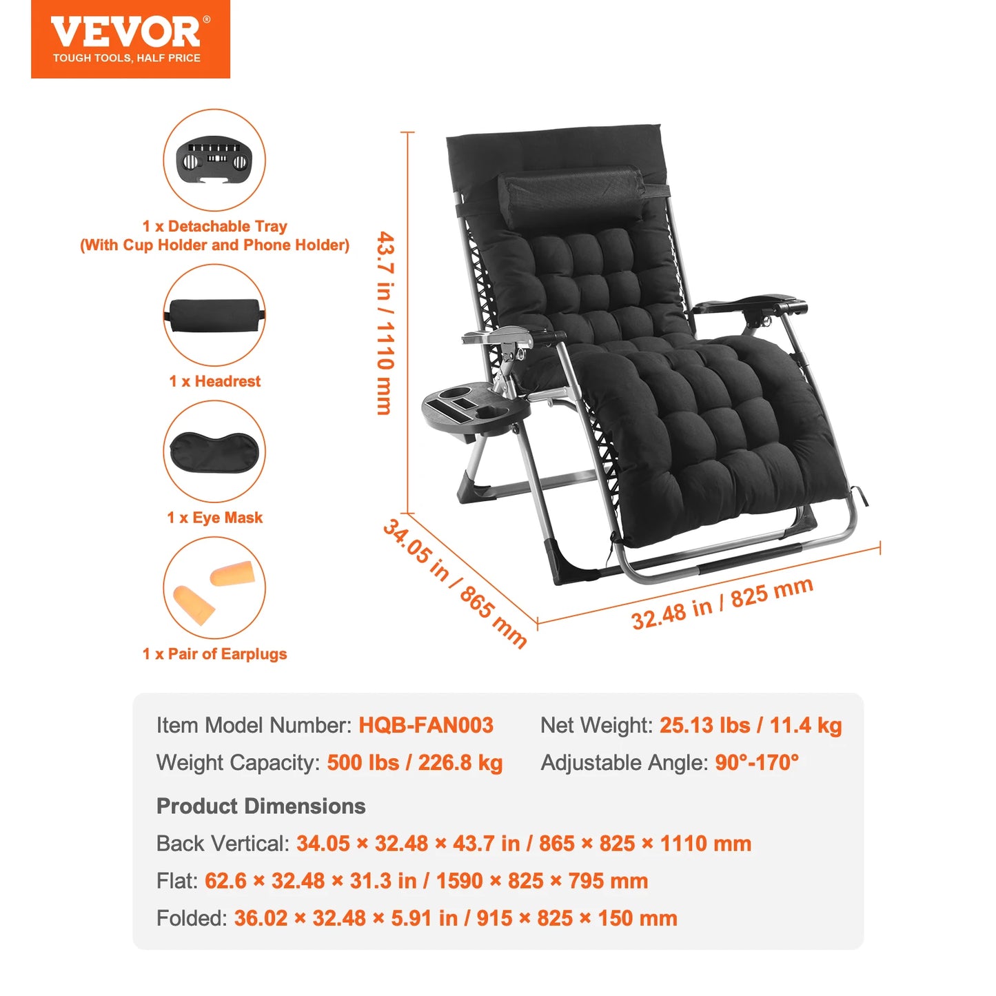 SucceBuy Zero Gravity Lounge Chair With Adjustable Recliner And Cupholder