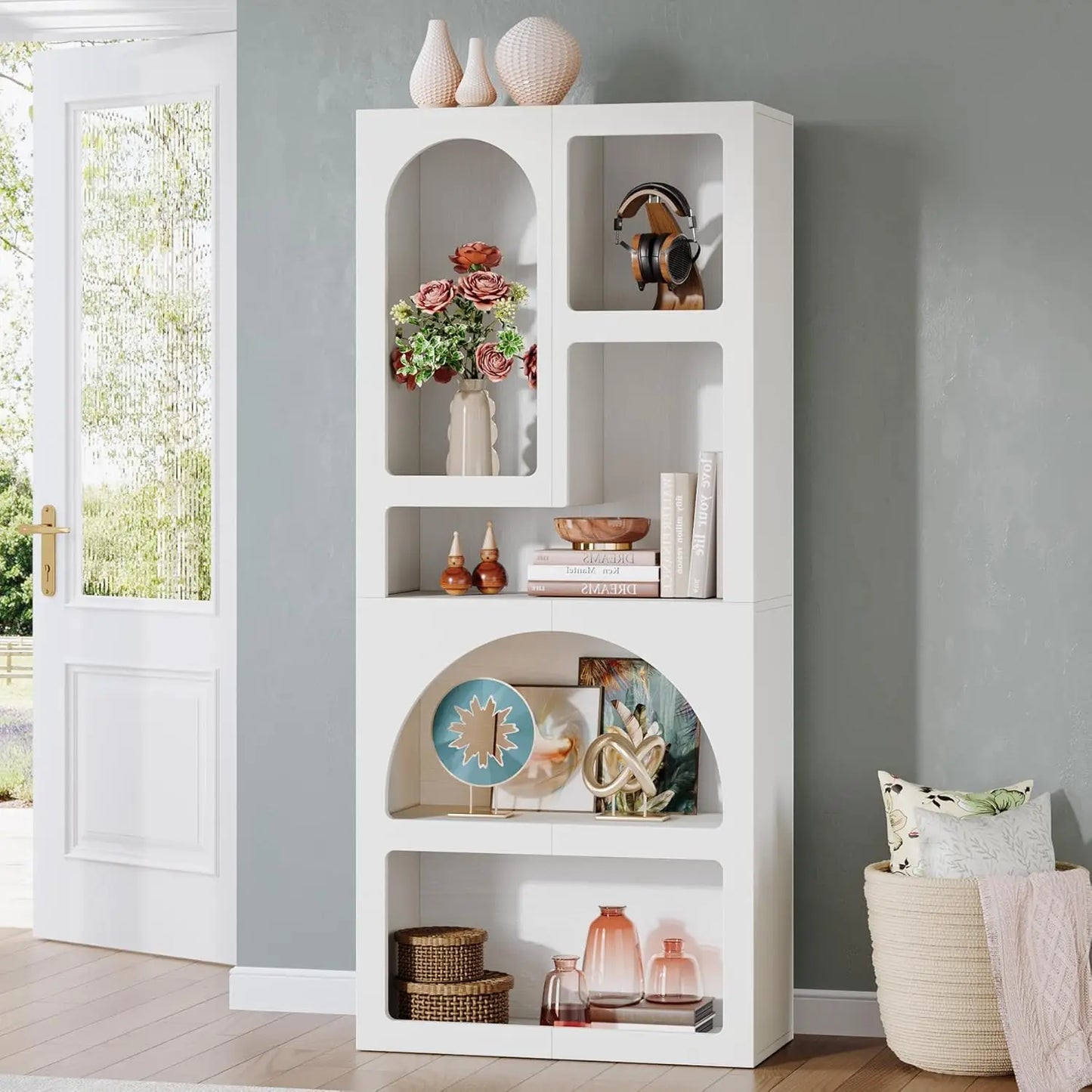 Little Tree Geometric Bookshelf With Irregular Shelves Freestanding
