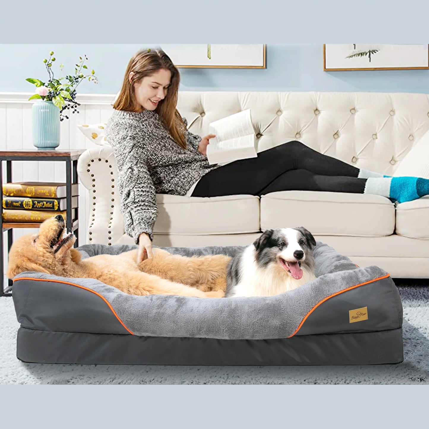 BINGOPAW Large Dog Bed Removable Washable Cover Waterproof